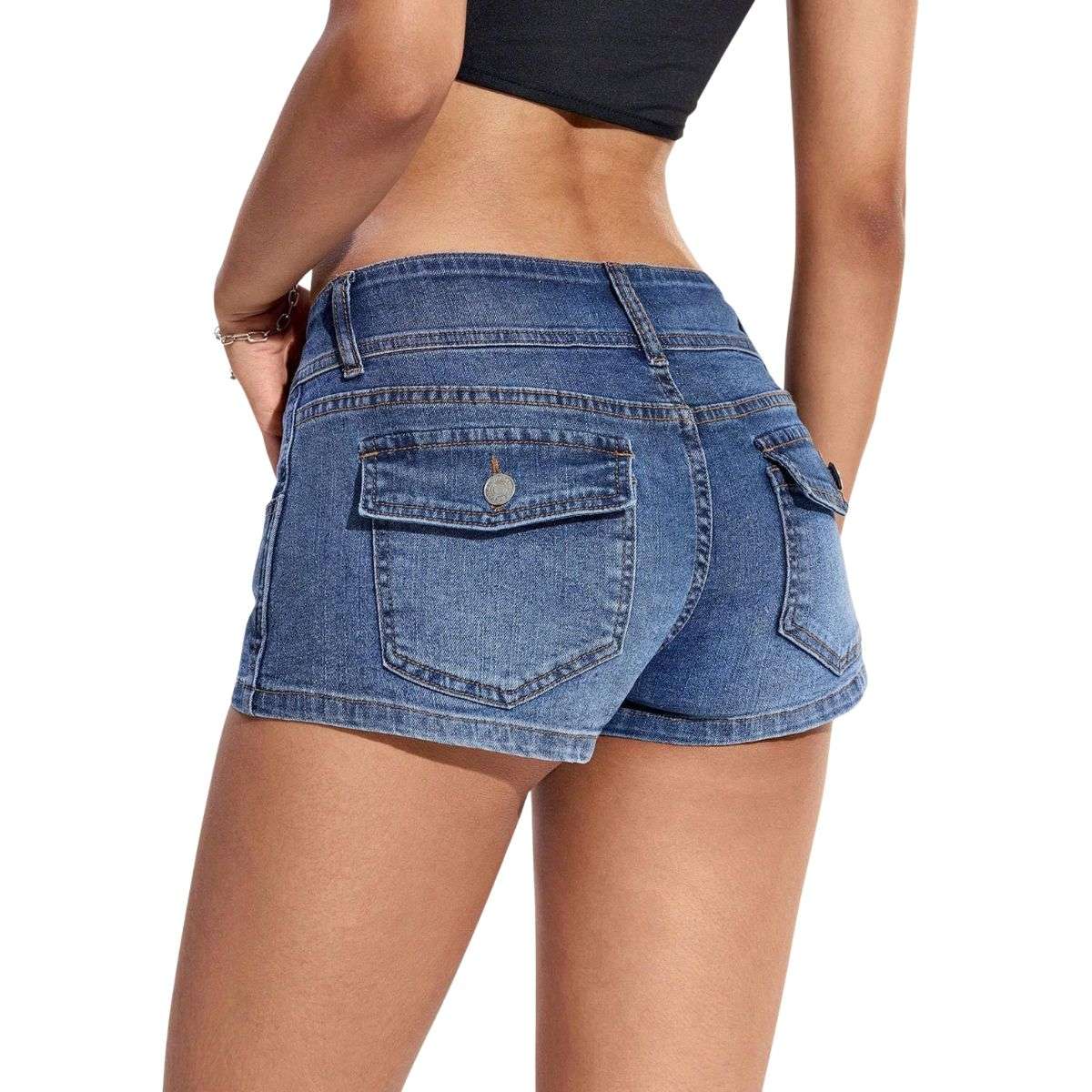 Women’s Low Rise Y2K Stretch Denim Shorts