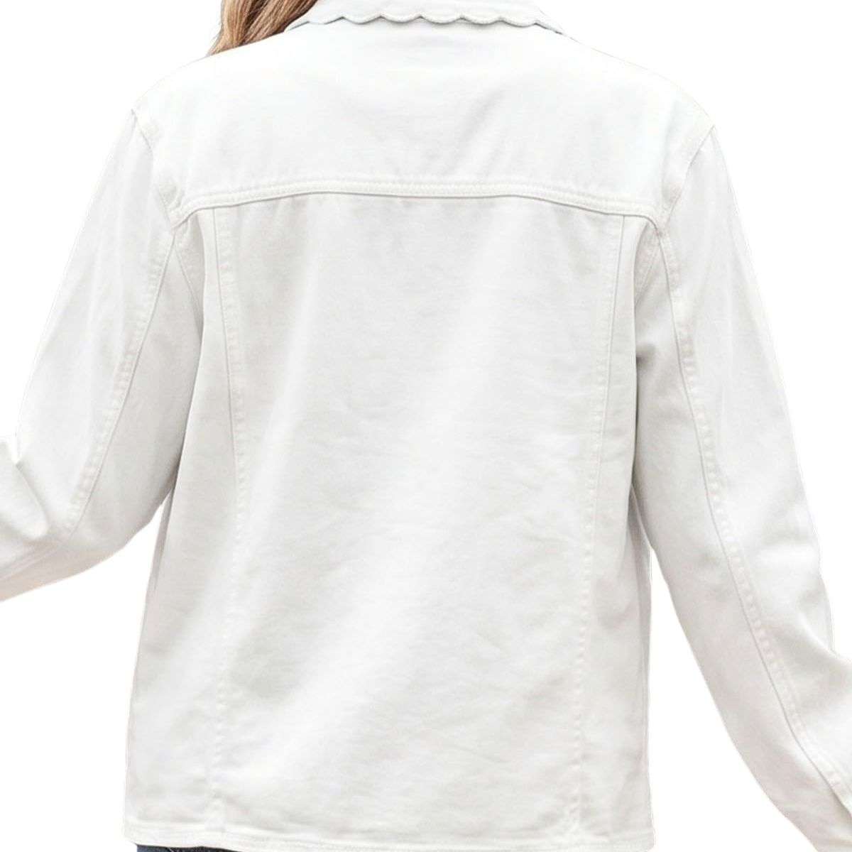 Women’s Relaxed Ruffle Trim Denim Shirt Jacket