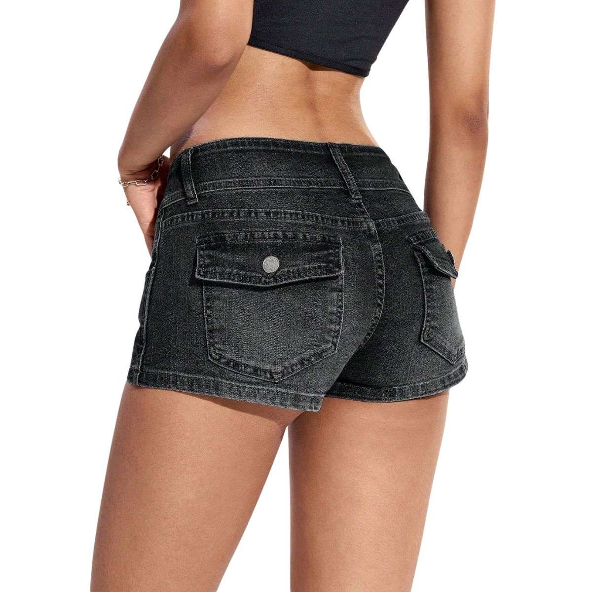 Women’s Low Rise Y2K Stretch Denim Shorts