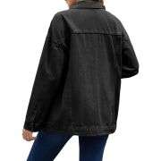 Women’s Collared Button-Front Relaxed Denim Jacket