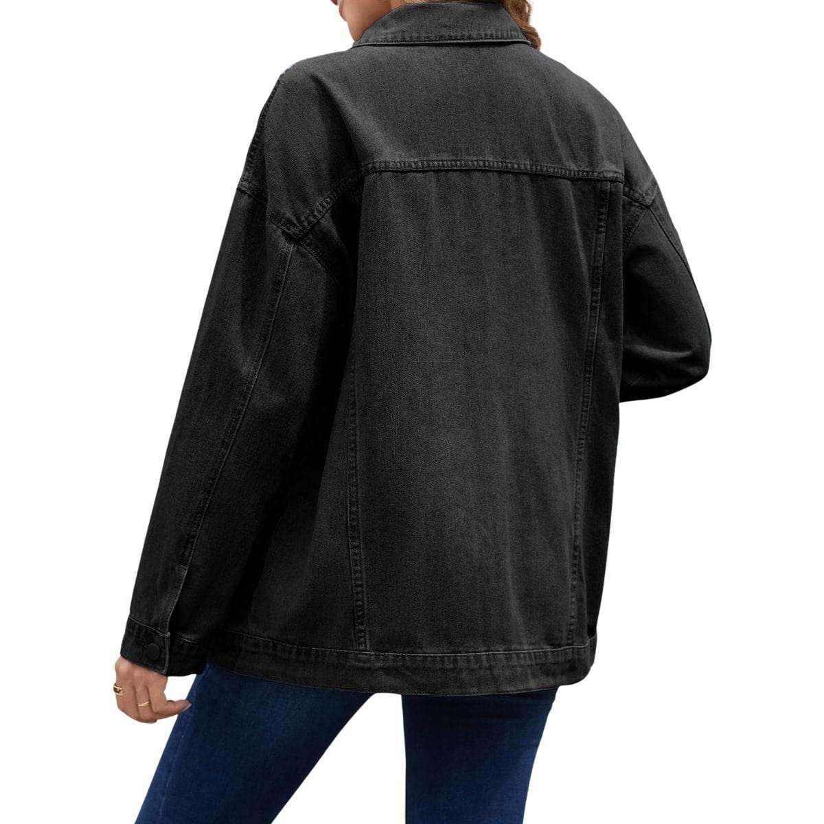 Women’s Collared Button-Front Relaxed Denim Jacket