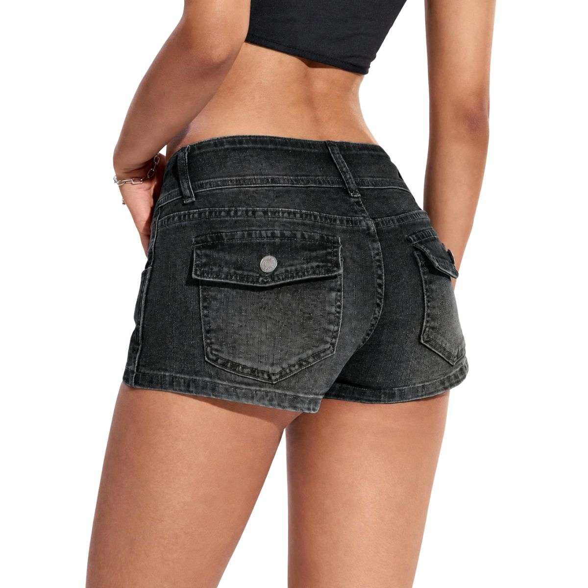 Women’s Low Rise Y2K Stretch Denim Shorts