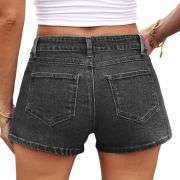Women’s Low Rise Side Slit Ultra Short Denim Shorts