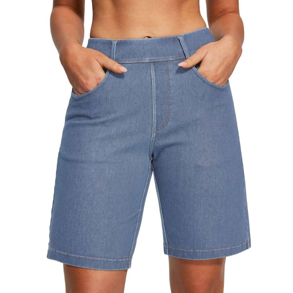 Women’s High Waist Stretch Denim Bermuda Shorts