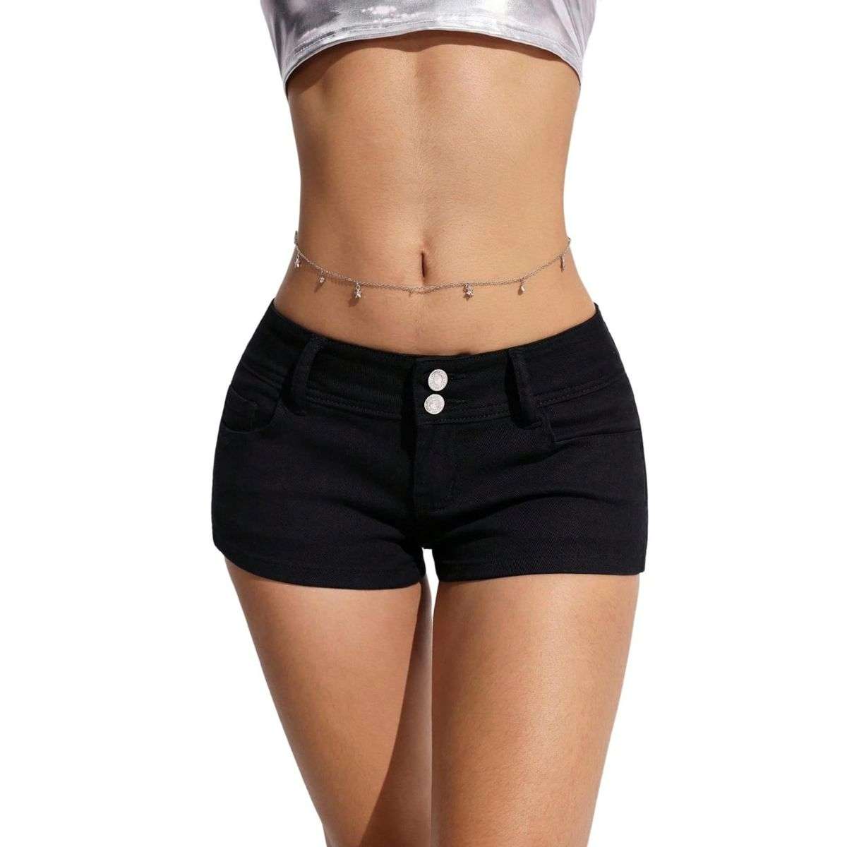 Women’s Low Rise Y2K Stretch Denim Shorts