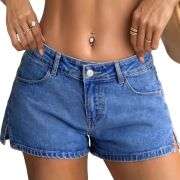 Women’s Low Rise Side Slit Ultra Short Denim Shorts