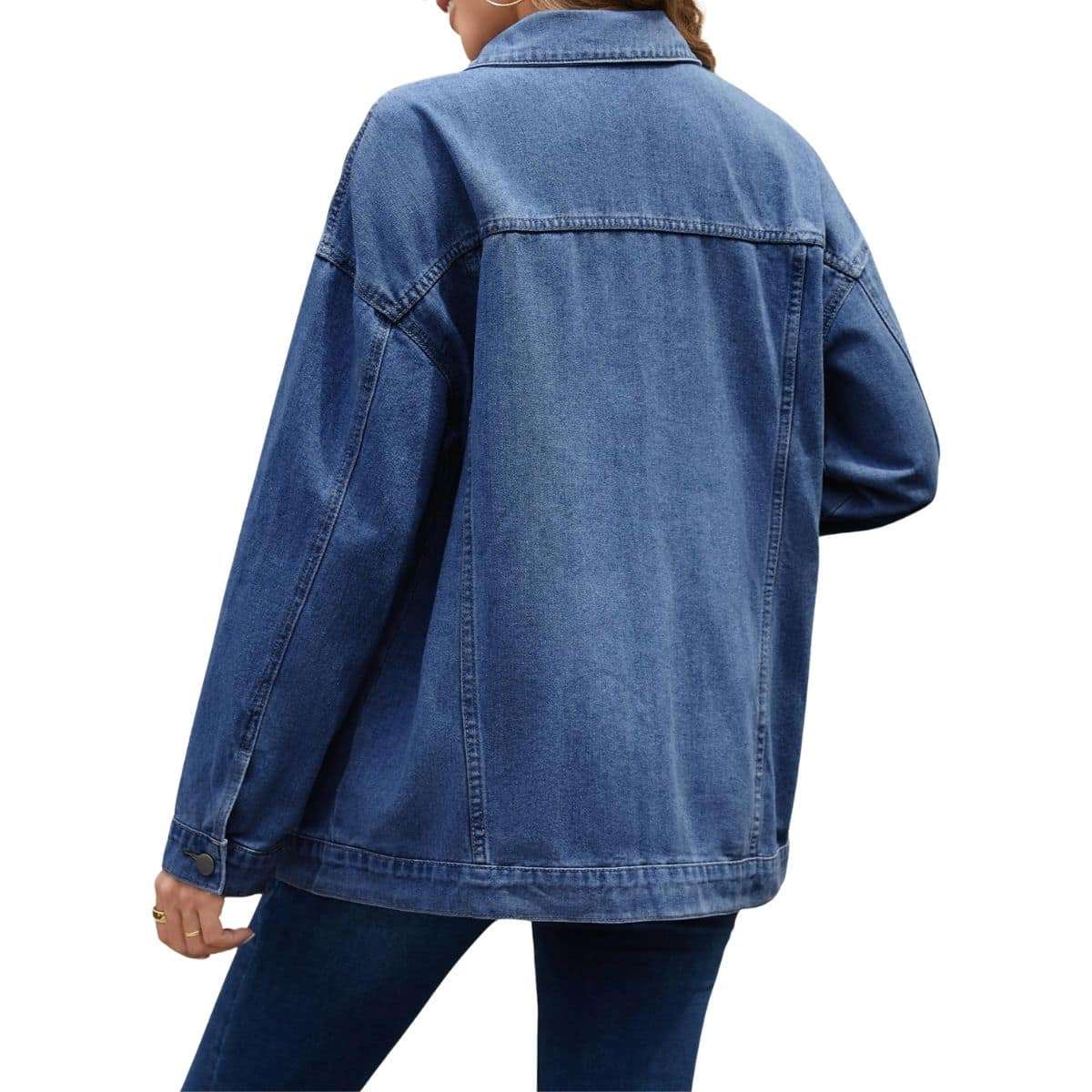 Women’s Collared Button-Front Relaxed Denim Jacket
