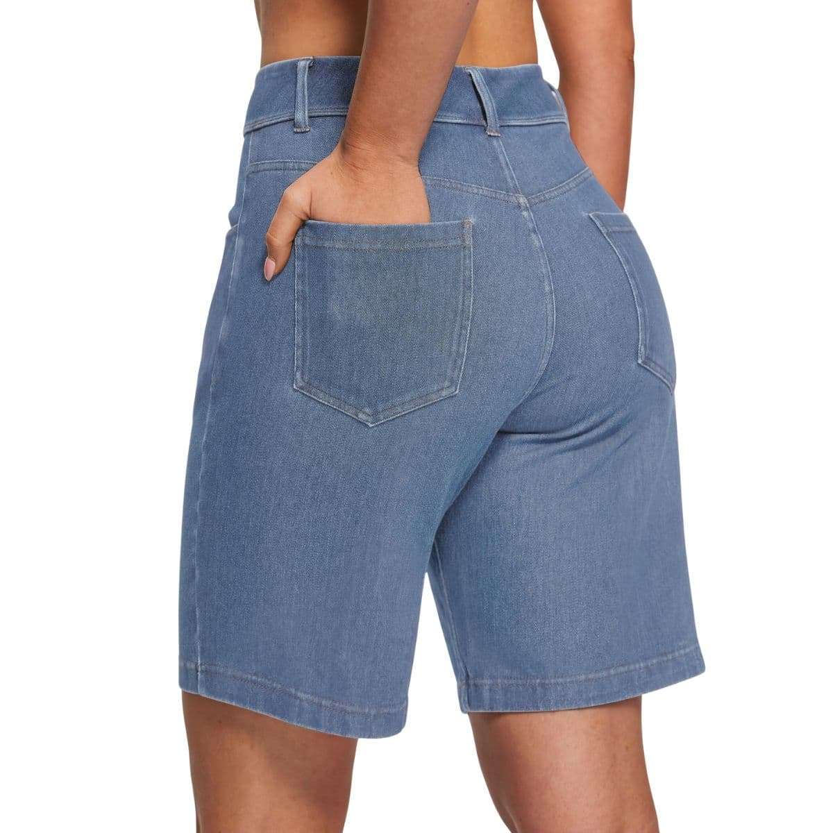 Women’s High Waist Stretch Denim Bermuda Shorts