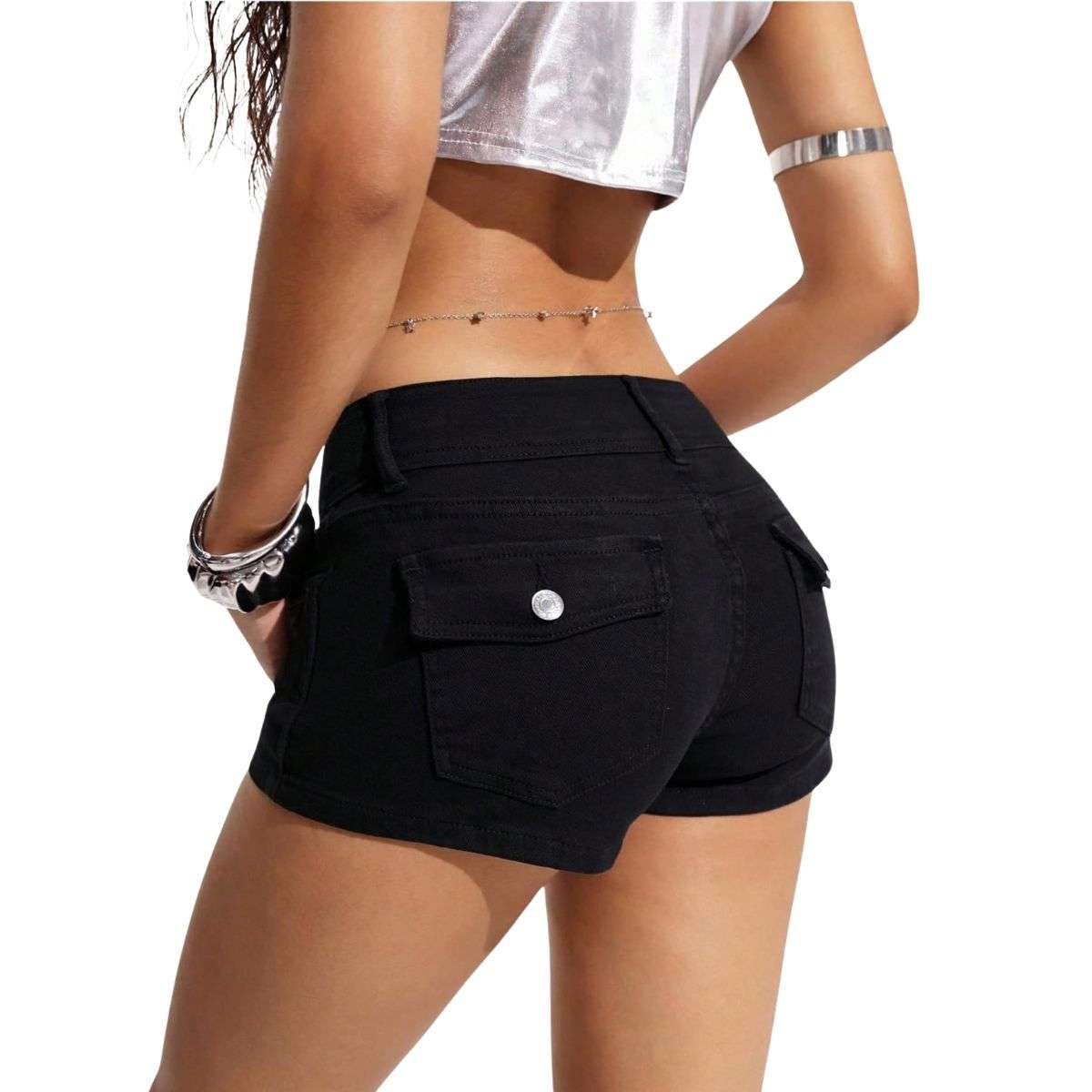 Women’s Low Rise Y2K Stretch Denim Shorts