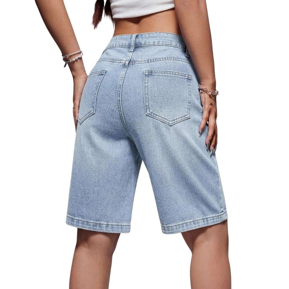 Women’s Low Rise Long Bermuda Denim Shorts