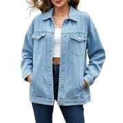 Women’s Collared Button-Front Relaxed Denim Jacket