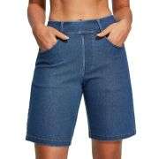 Women’s High Waist Stretch Denim Bermuda Shorts