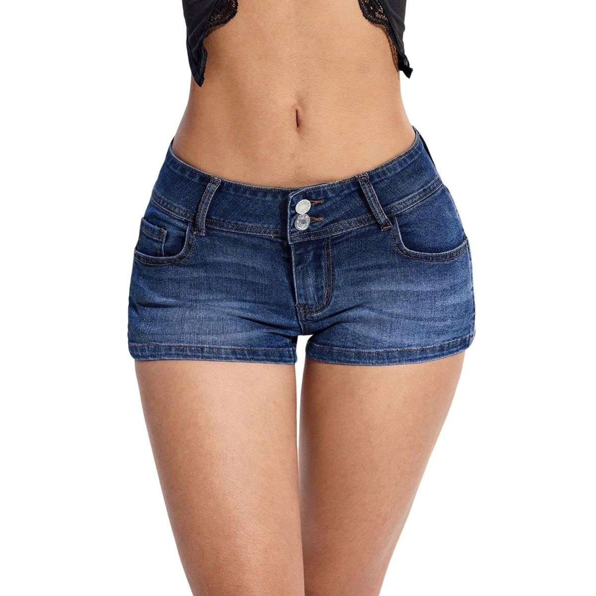 Women’s Low Rise Y2K Stretch Denim Shorts
