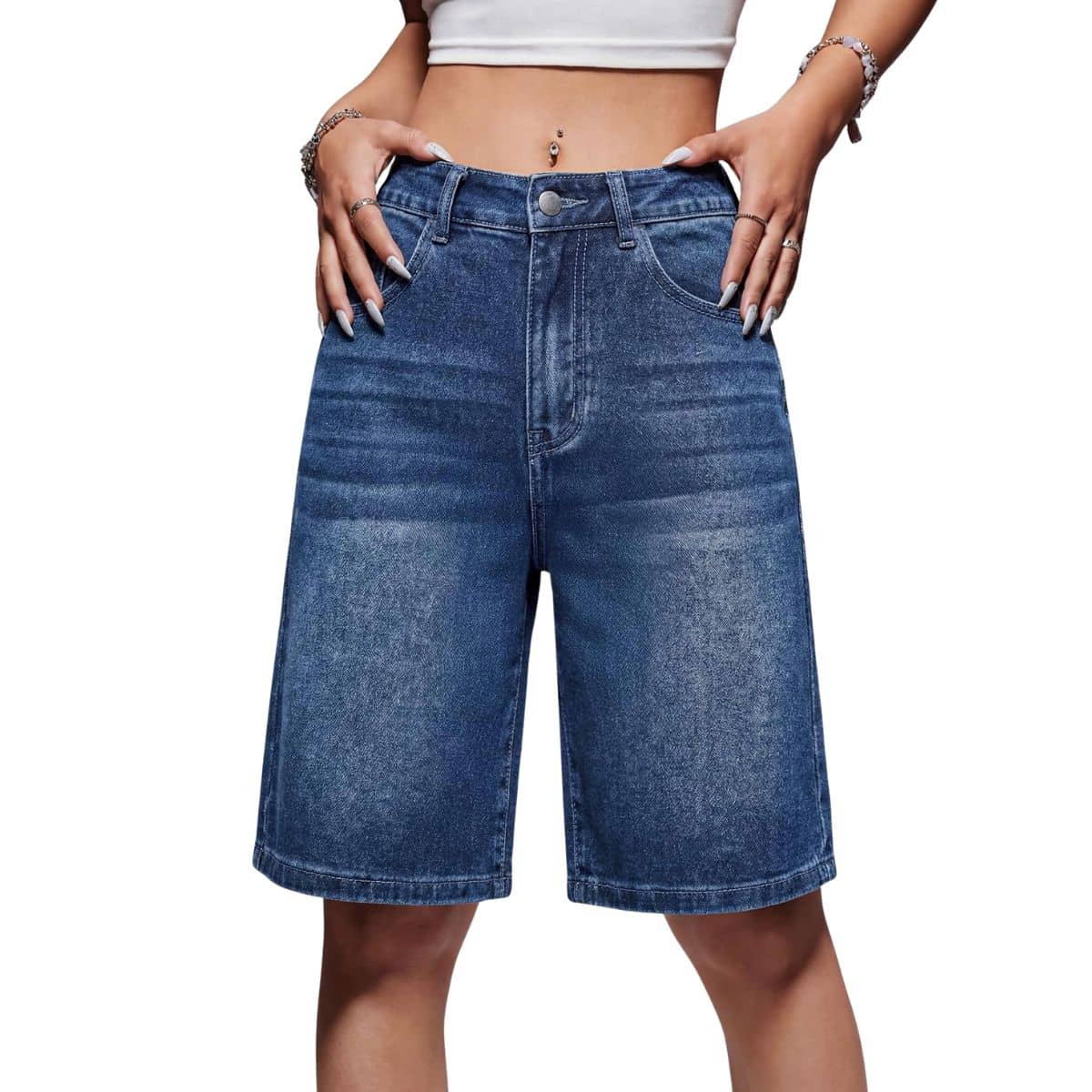 Women’s Low Rise Long Bermuda Denim Shorts