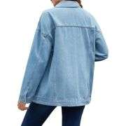 Women’s Collared Button-Front Relaxed Denim Jacket
