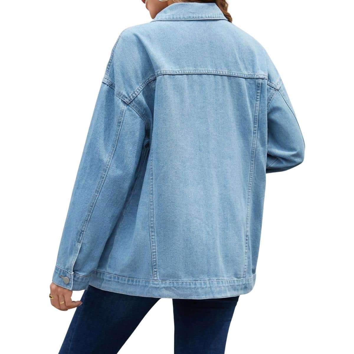Women’s Collared Button-Front Relaxed Denim Jacket