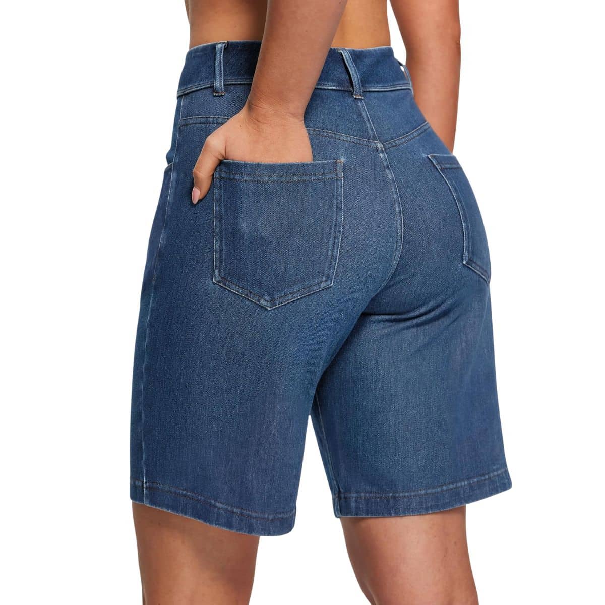 Women’s High Waist Stretch Denim Bermuda Shorts