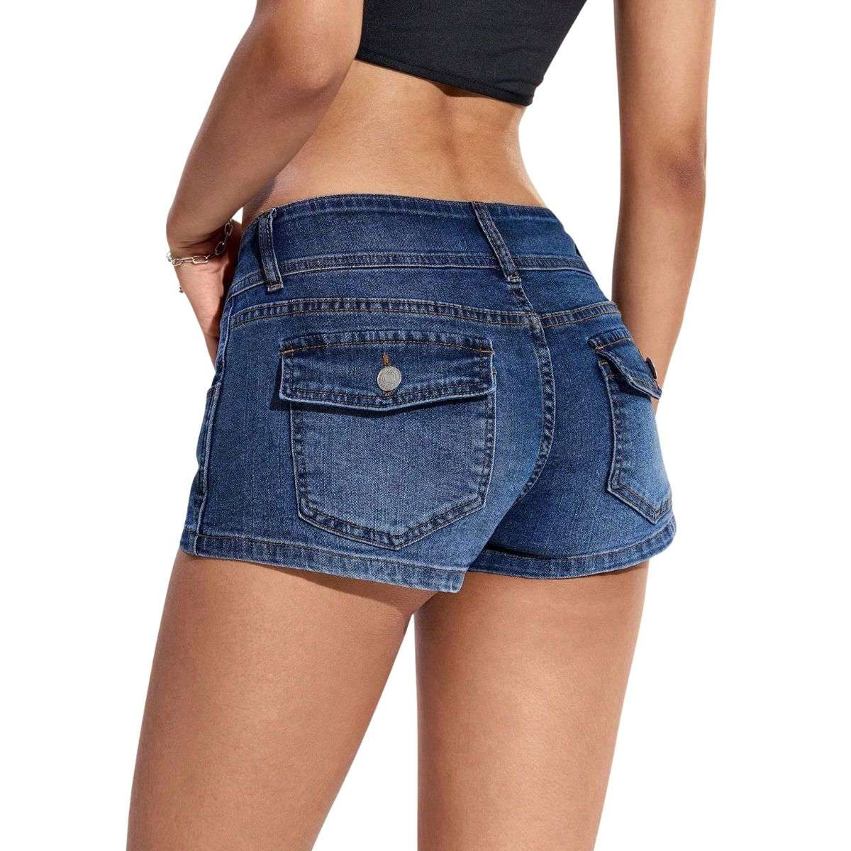 Women’s Low Rise Y2K Stretch Denim Shorts