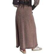 Women’s High Waist Acid Wash Distressed Long Denim Skirt