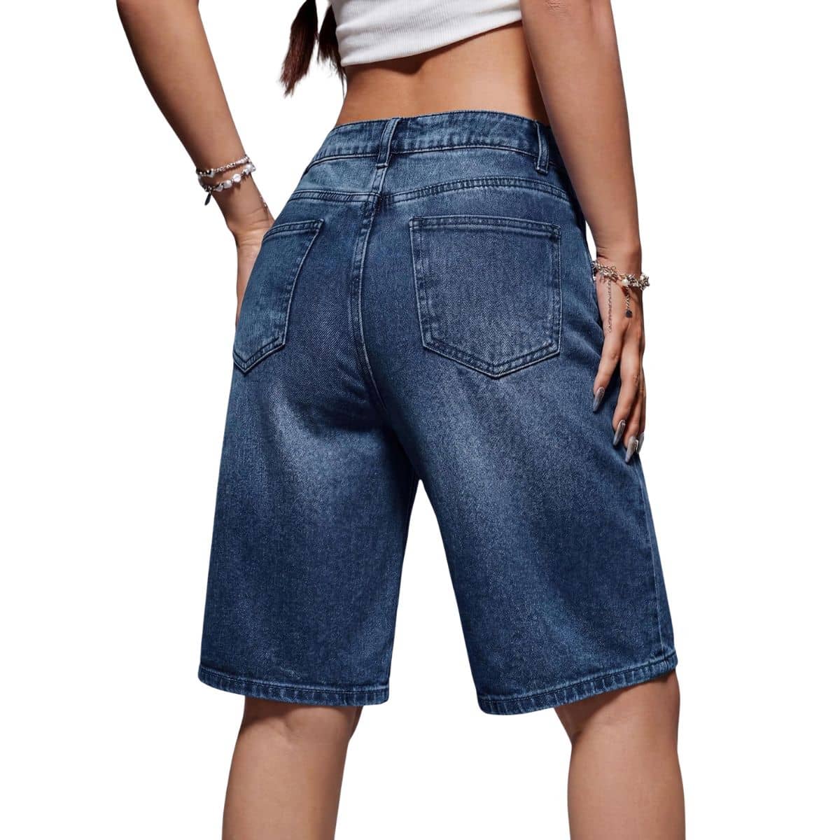 Women’s Low Rise Long Bermuda Denim Shorts