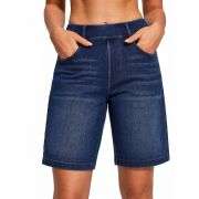 Women’s High Waist Stretch Denim Bermuda Shorts