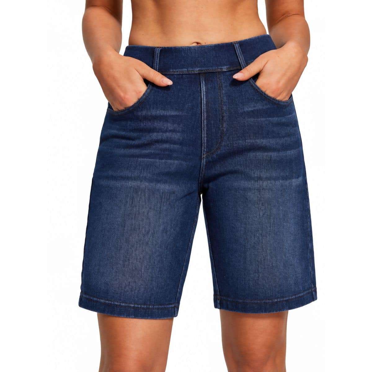 Women’s High Waist Stretch Denim Bermuda Shorts