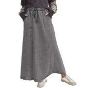 Women’s High Waist Acid Wash Distressed Long Denim Skirt