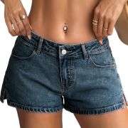 Women’s Low Rise Side Slit Ultra Short Denim Shorts