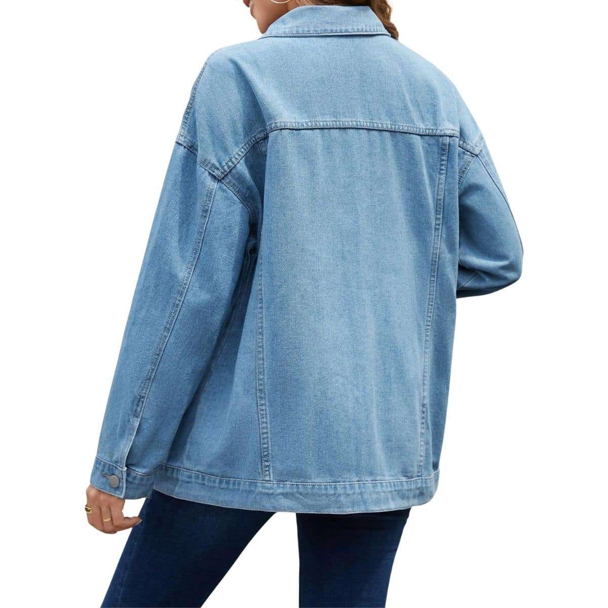 Women’s Collared Button-Front Relaxed Denim Jacket