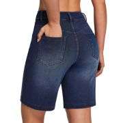 Women’s High Waist Stretch Denim Bermuda Shorts