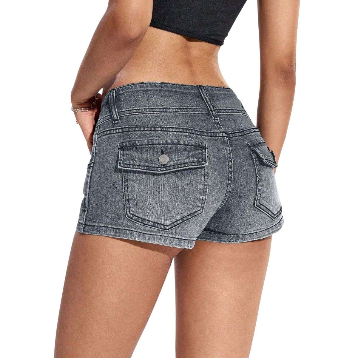 Women’s Low Rise Y2K Stretch Denim Shorts