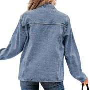 Women’s Relaxed Ruffle Trim Denim Shirt Jacket
