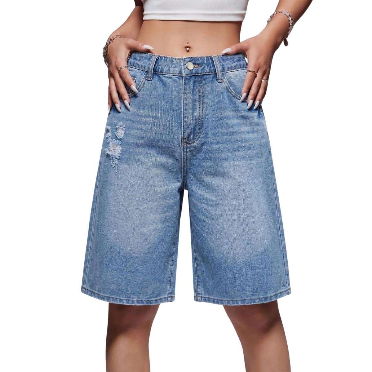 Women’s Low Rise Long Bermuda Denim Shorts