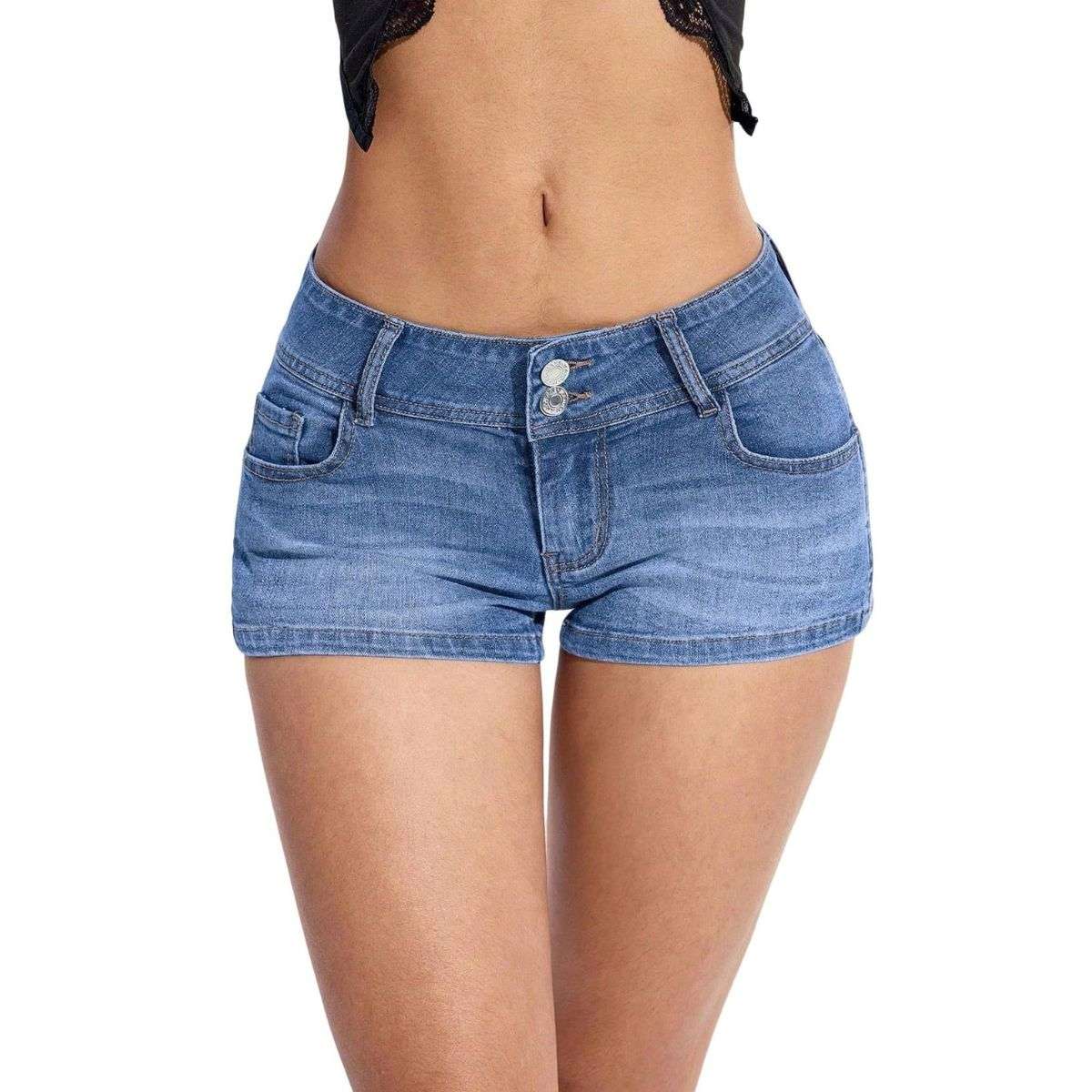 Women’s Low Rise Y2K Stretch Denim Shorts