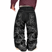 Men’s Y2K Floral Embroidered Baggy Jeans