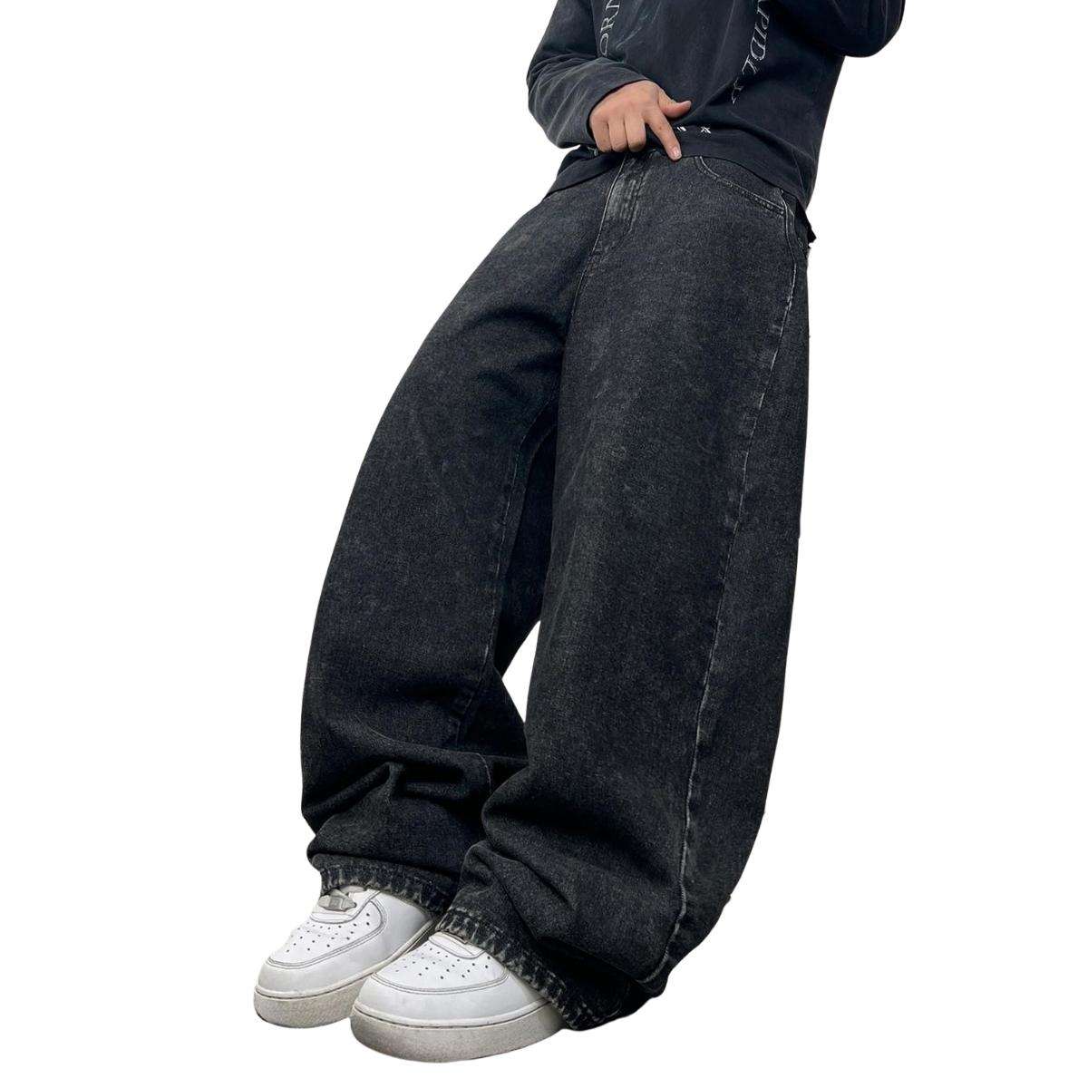 Men’s Y2K Floral Embroidered Baggy Jeans