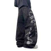 Men’s Y2K Floral Embroidered Baggy Jeans