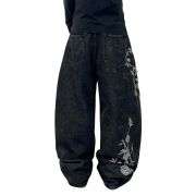 Men’s Y2K Floral Embroidered Baggy Jeans