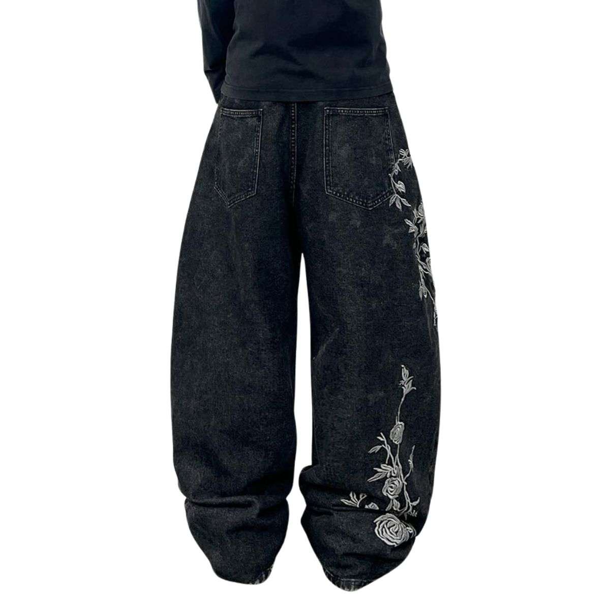 Men’s Y2K Floral Embroidered Baggy Jeans