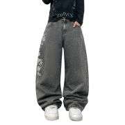 Men’s Y2K Floral Embroidered Baggy Jeans