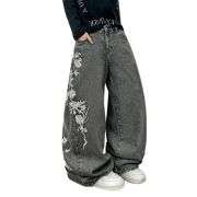Men’s Y2K Floral Embroidered Baggy Jeans