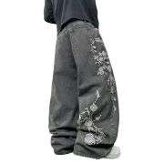 Men’s Y2K Floral Embroidered Baggy Jeans