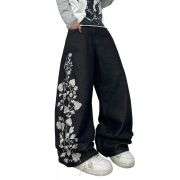 Men’s Y2K Floral Embroidered Baggy Jeans