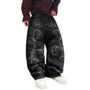 Men’s Y2K Floral Embroidered Baggy Jeans