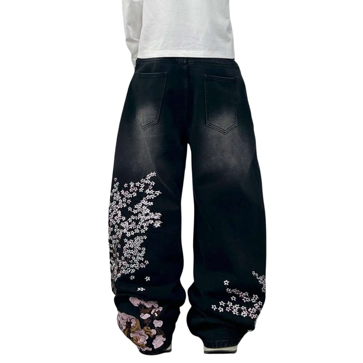 Men’s Y2K Floral Embroidered Baggy Jeans