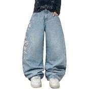 Men’s Y2K Floral Embroidered Baggy Jeans