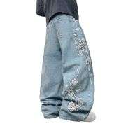 Men’s Y2K Floral Embroidered Baggy Jeans