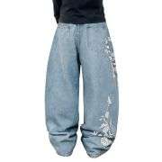 Men’s Y2K Floral Embroidered Baggy Jeans