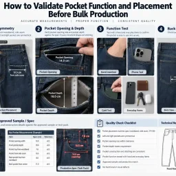 Garment pocket placement measurement using technical specifications and fixed reference points
